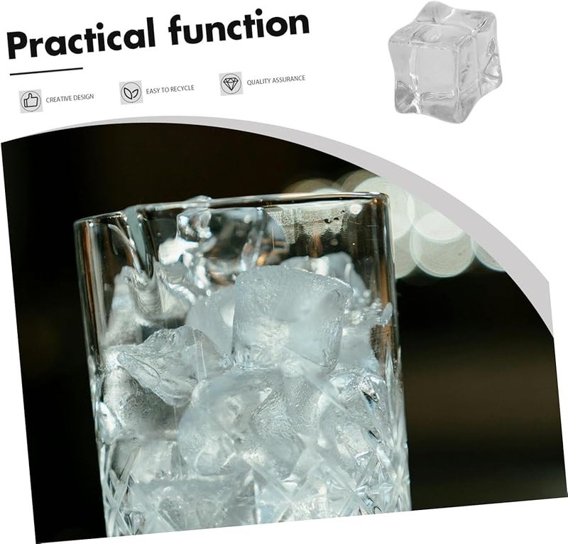 STOBAZA 20Pcs Clear Plastic Fake Ice Cubes Realistic Square Simulation Ice Props - Image 3